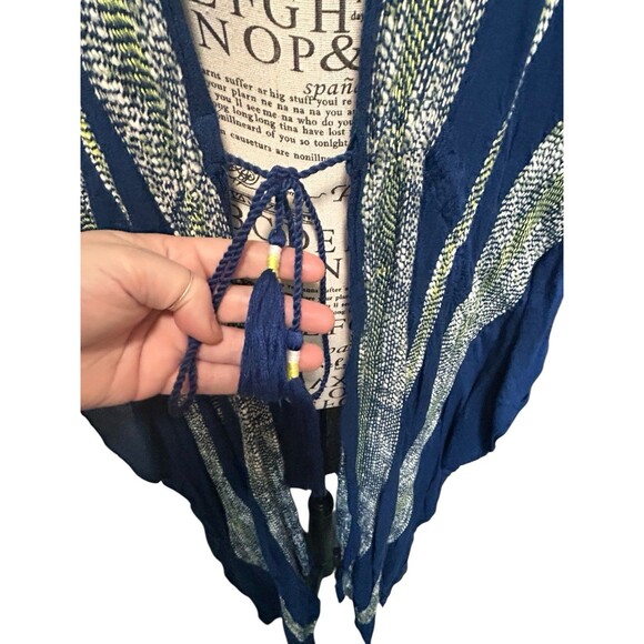 Free People Intimately Emerald Coast Semi Sheer Kimono Blue White Stripe Boho - Picture 5 of 10